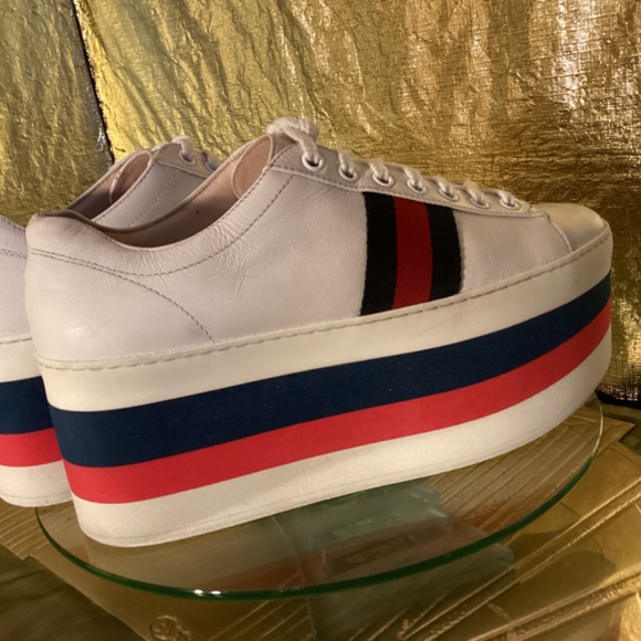 Gucci Women’s Peggy leather web platform sneakers - Picture 13 of 13